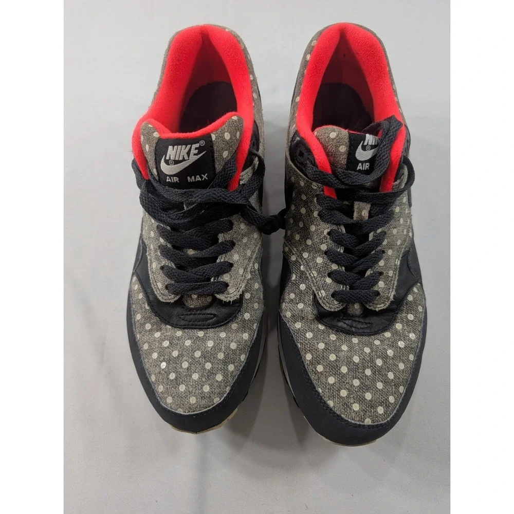 Nike Air Max 1 Shoes Mens Size 9 Black Gray Polka Dot 705282-002 Sneakers